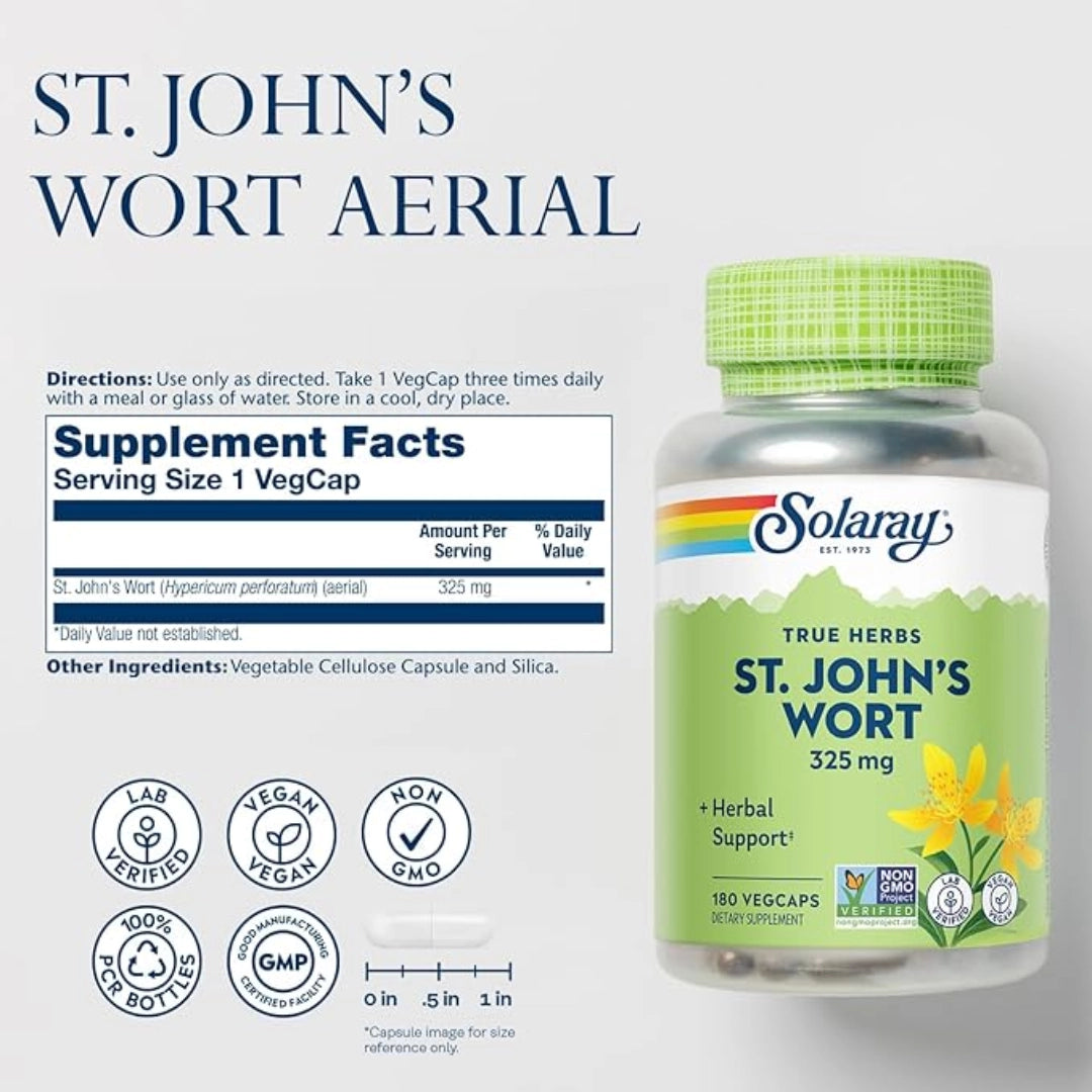 Solaray, St Johns Wort, 325 mg, 180 Vegcaps