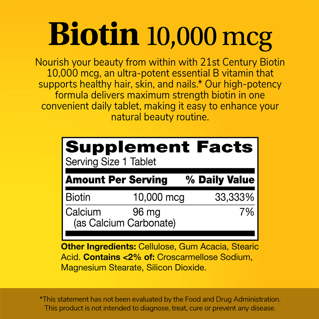 21st Century, Biotin, 10,000 mcg, 120 Tablets lifestyle image