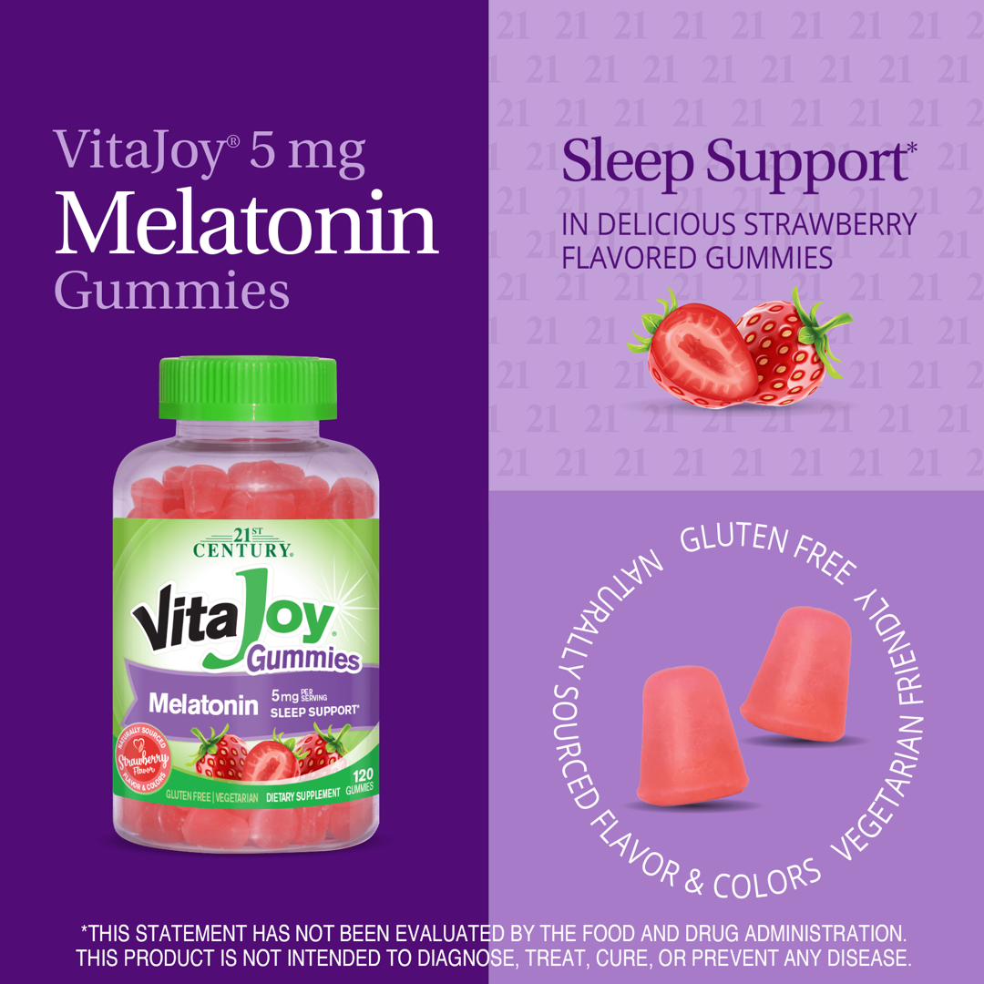 21st Century, VitaJoy Melatonin Gummies, Strawberry, 120 Gummies lifestyle image