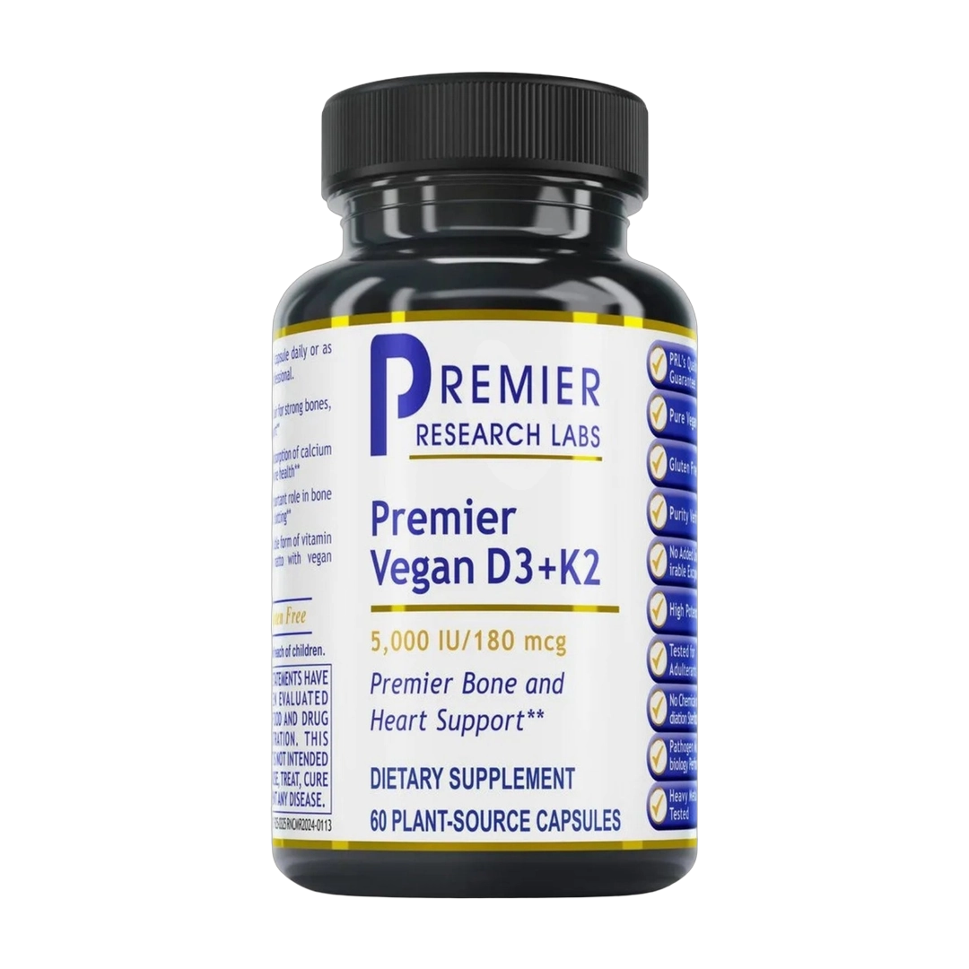 Premier Research Labs, Premier Vegan Vitamin D3 + K2, 60 Plant-Source Capsules