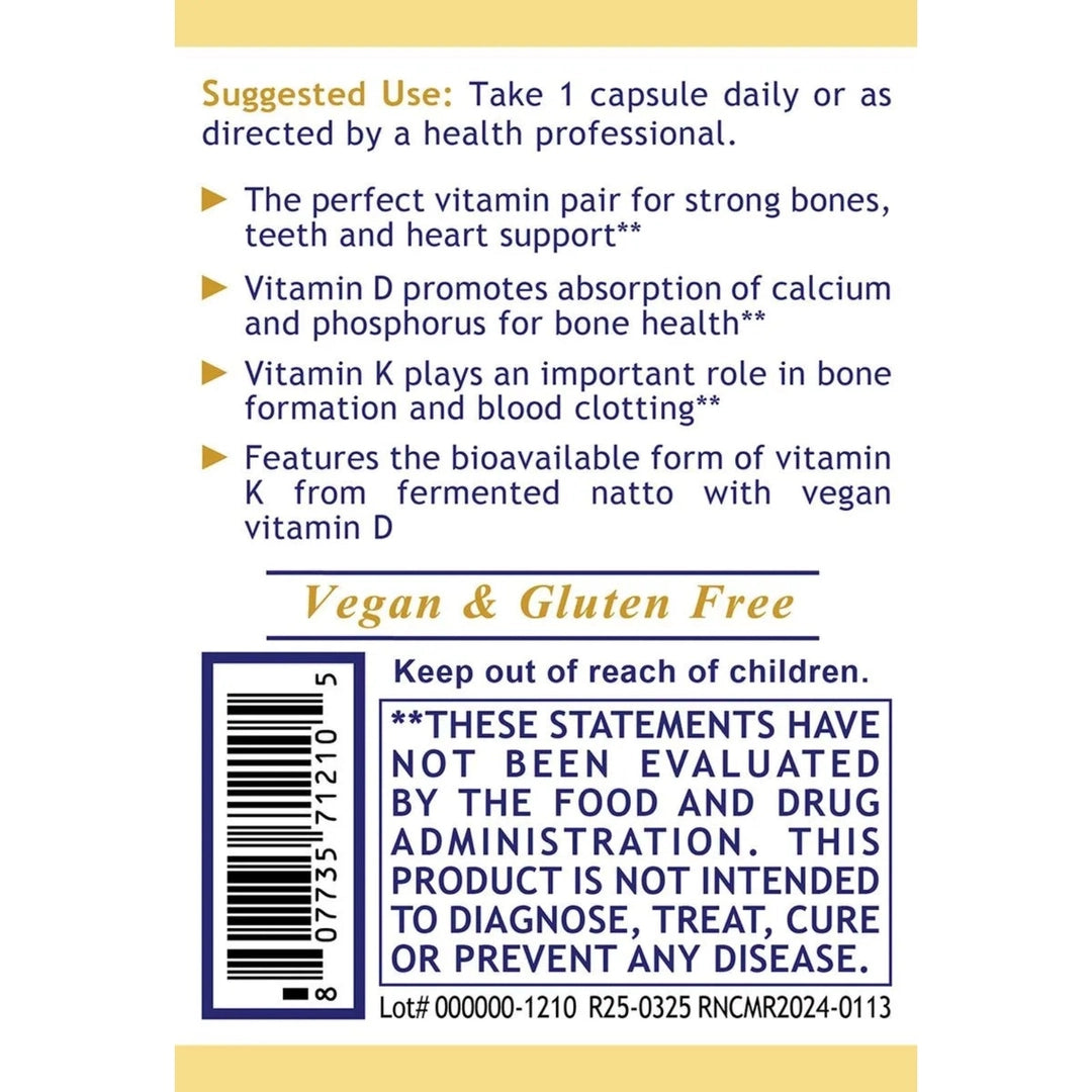 Premier Research Labs, Premier Vegan Vitamin D3 + K2, 60 Plant-Source Capsules