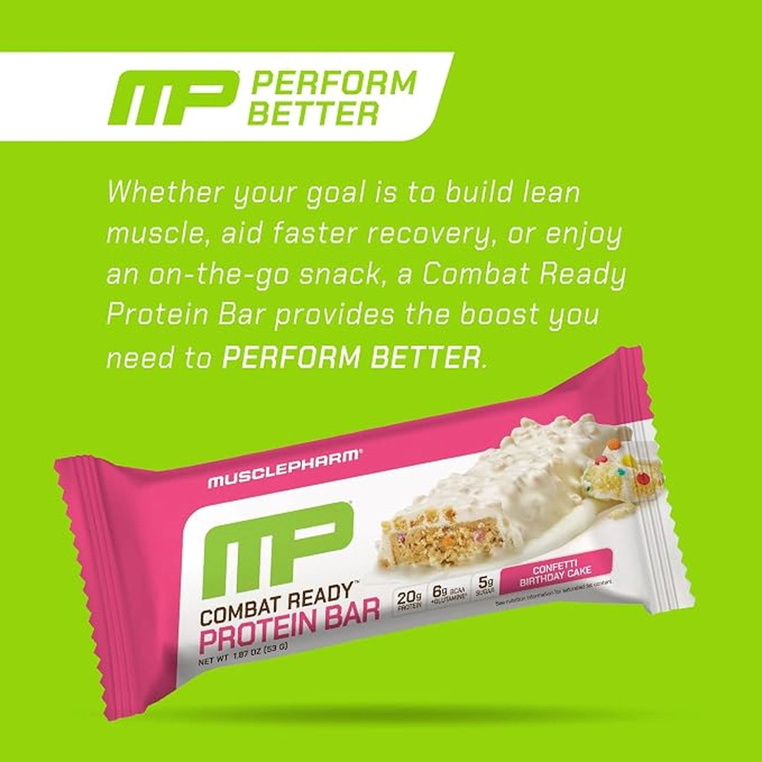 MusclePharm, Combat Ready™ Protein Bar, Confetti Birthday Cake, 12 Bars, 1.87 oz (53 g) Each