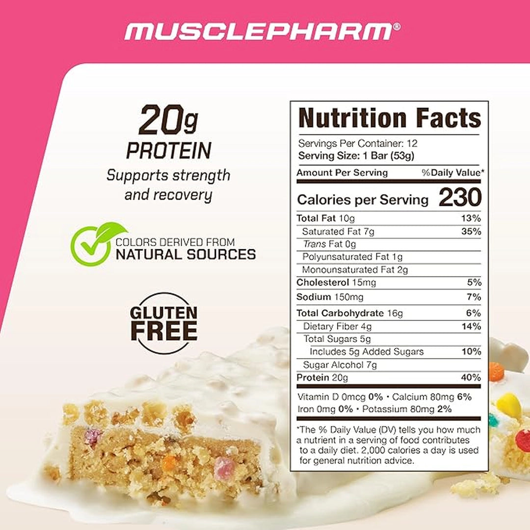 MusclePharm, Combat Ready™ Protein Bar, Confetti Birthday Cake, 12 Bars, 1.87 oz (53 g) Each