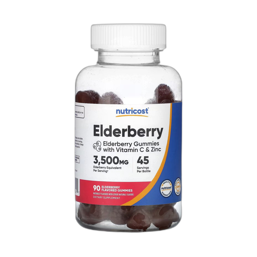 Nutricost, Elderberry, 90 Flavored Gummies front packaging view