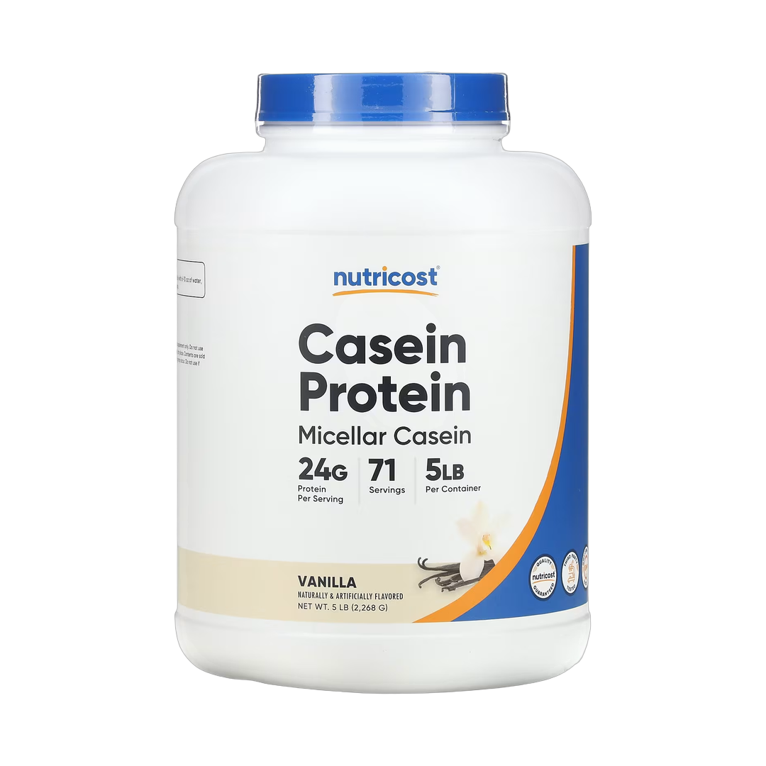 Nutricost, Casein Protein, Vanilla, 5 lb, 2,268 g front packaging view
