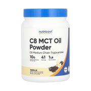 Nutricost, C8 MCT Oil Powder, Vanilla, 1 lb, 454 g front packaging view