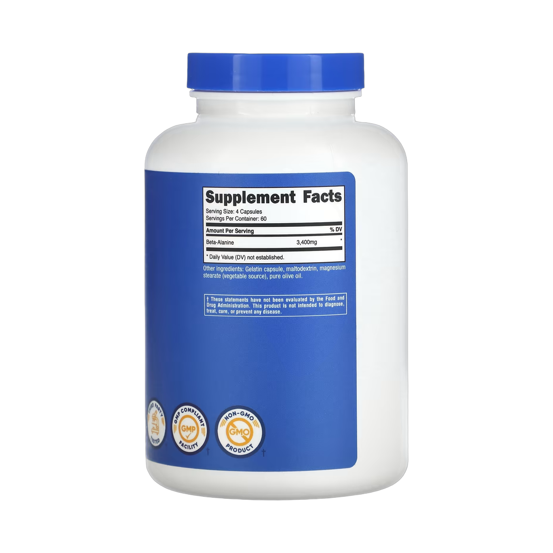Nutricost, Beta-Alanine, 240 Capsules back packaging view