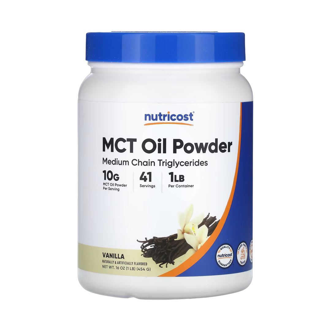 Nutricost, MCT Oil Powder, Vanilla, 16 oz, 454 g front packaging view