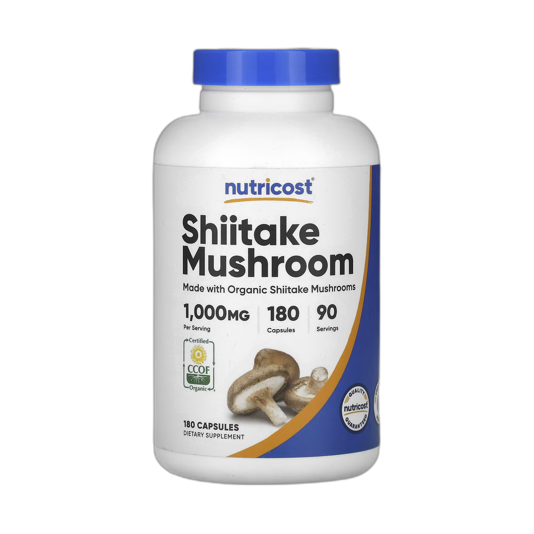 Nutricost, Shiitake Mushroom, 180 Capsules front packaging view