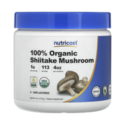 Nutricost, 100% Organic Shiitake Mushroom, Unflavored, 4 oz, 113 g front packaging view