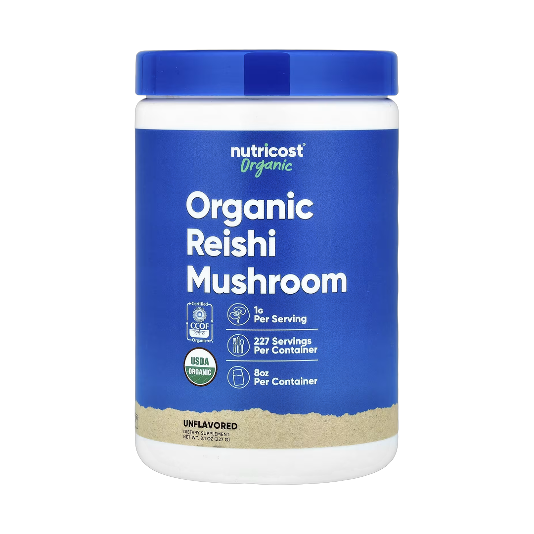 Nutricost, Organic Reishi Mushroom, Unflavored, 8.1 oz, 227 g front packaging view