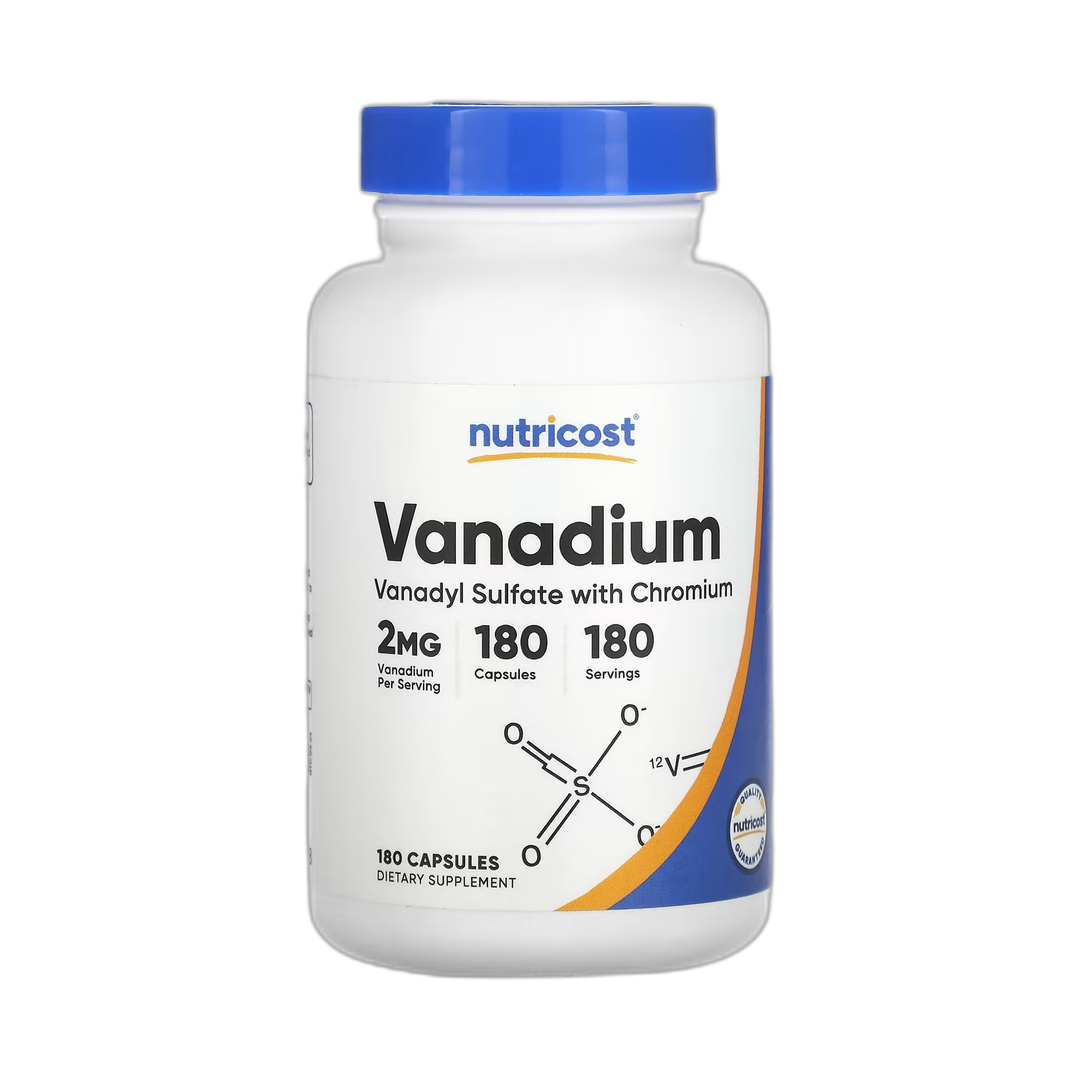 Nutricost, Vanadium , 2 mg , 180 Capsules front packaging view