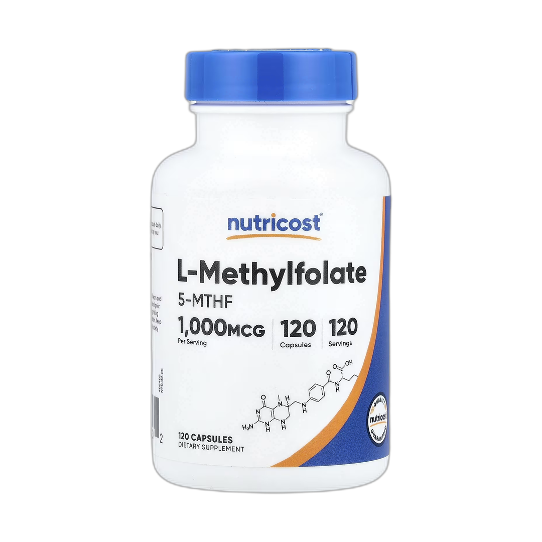 Nutricost, L-Methylfolate, 1,000 mcg, 120 Capsules front packaging view