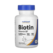 Nutricost, Biotin, 5,000 mcg, 150 Softgels front packaging view
