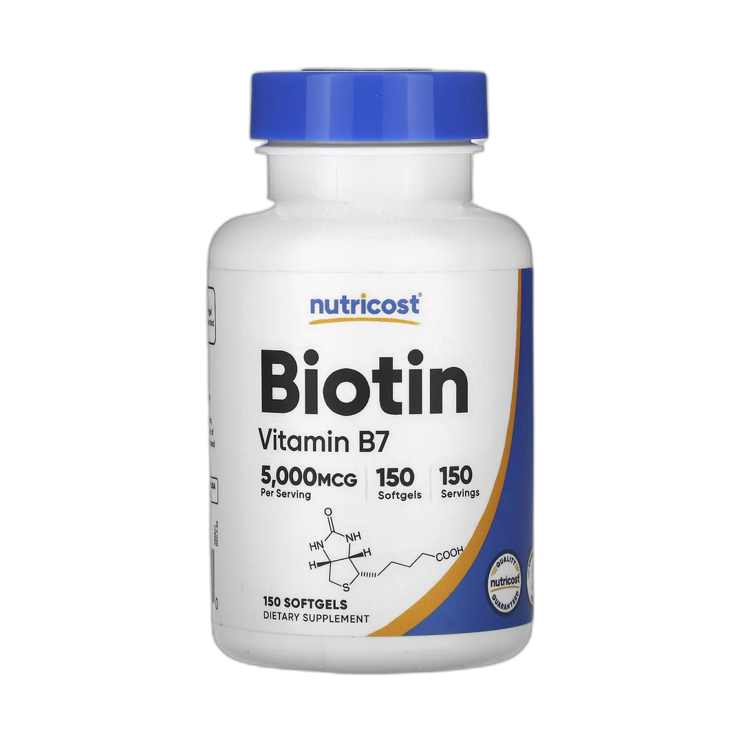 Nutricost, Biotin, 5,000 mcg, 150 Softgels front packaging view