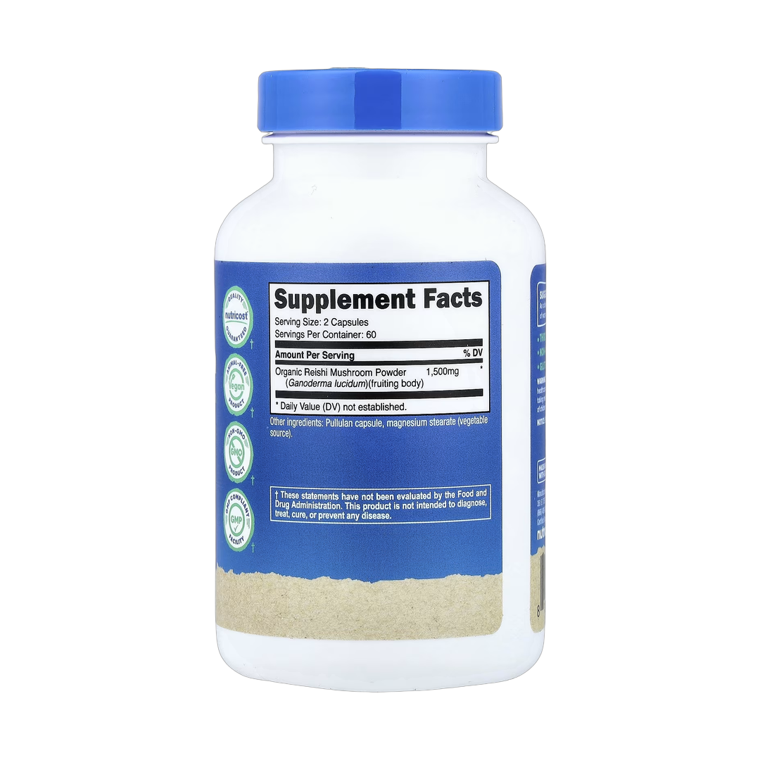 Nutricost, Reishi Mushroom, 120 Capsules back packaging view