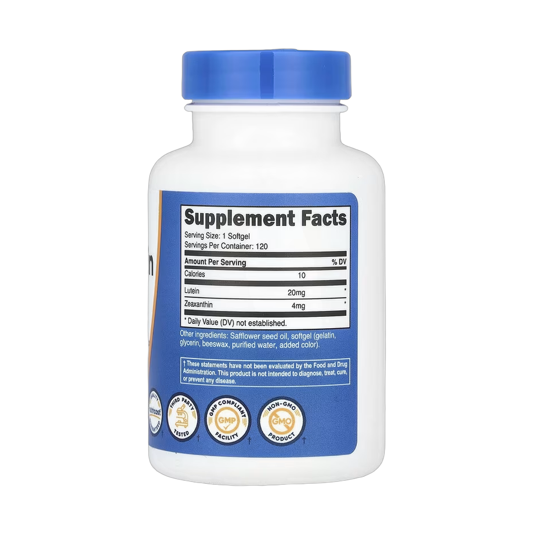 Nutricost, Zeaxanthin with Lutein, 120 Softgels back packaging view