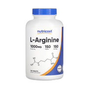 Nutricost, L-Arginine, 1,000 mg, 150 Tablets front packaging view