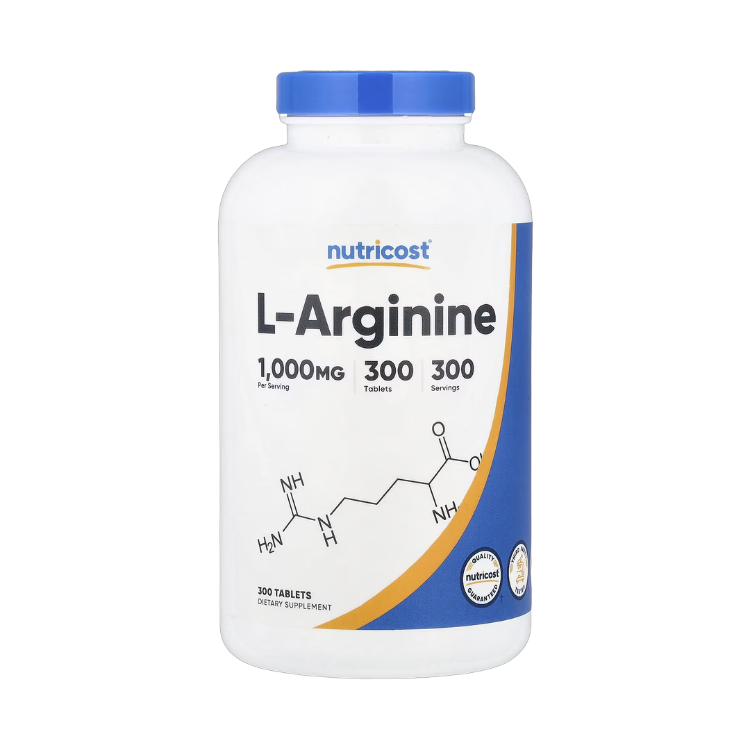 Nutricost, L-Arginine, 1,000 mg, 300 Tablets front packaging view