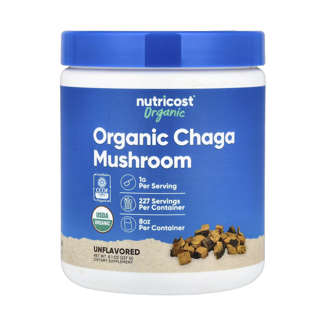 Nutricost, Organic Chaga Mushroom, Unflavored, 8.1 oz, 227 g front packaging view