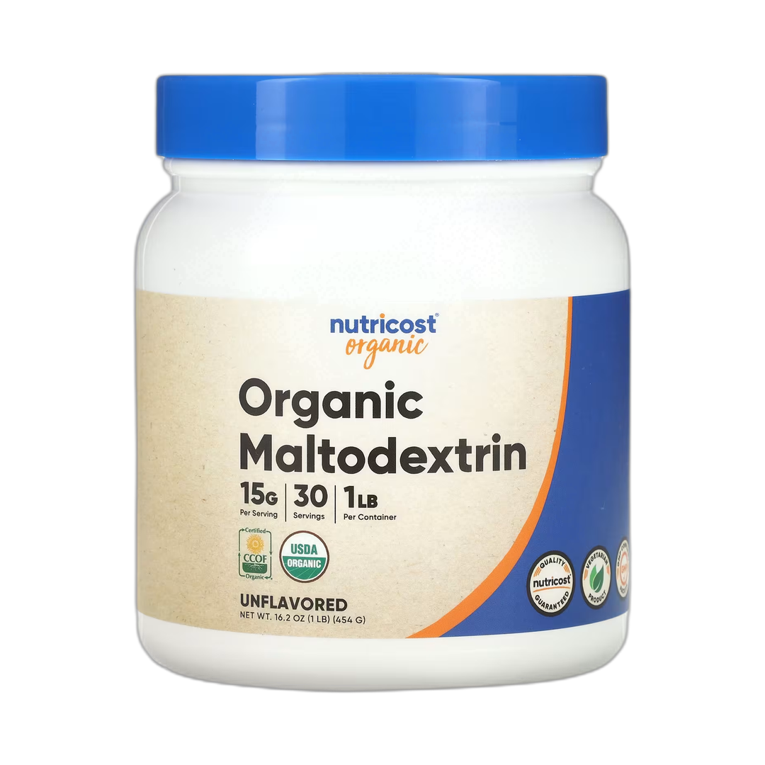 Nutricost, Organic Maltodextrin, Unflavored, 1 lb, 454 g front packaging view