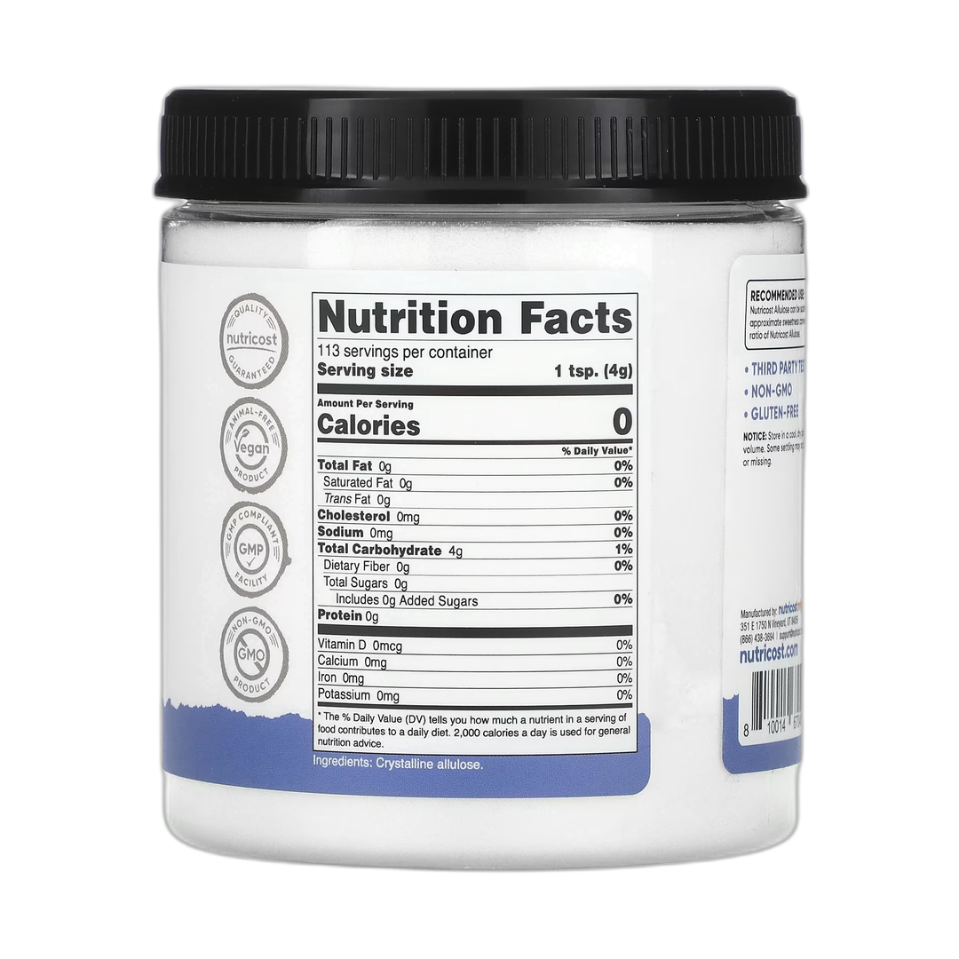 Nutricost, Pantry, Allulose, 1 lb, 454 g back packaging view