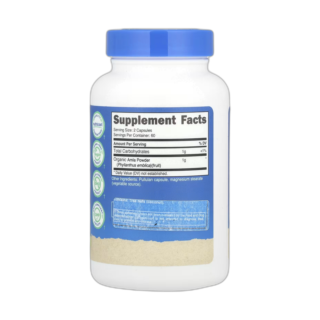 Nutricost, Amla, 120 Capsules back packaging view
