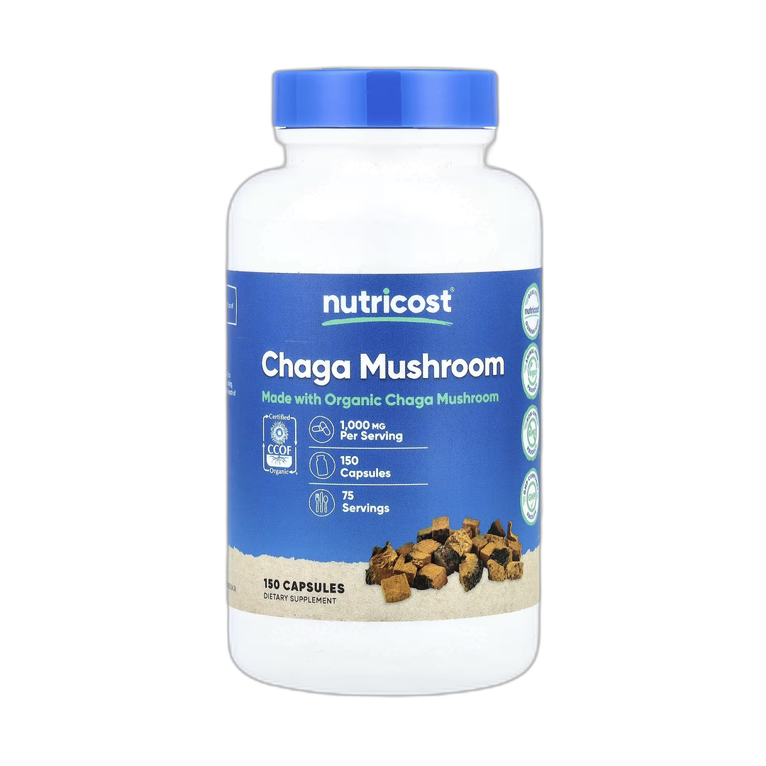 Nutricost, Chaga Mushroom, 150 Capsules front packaging view