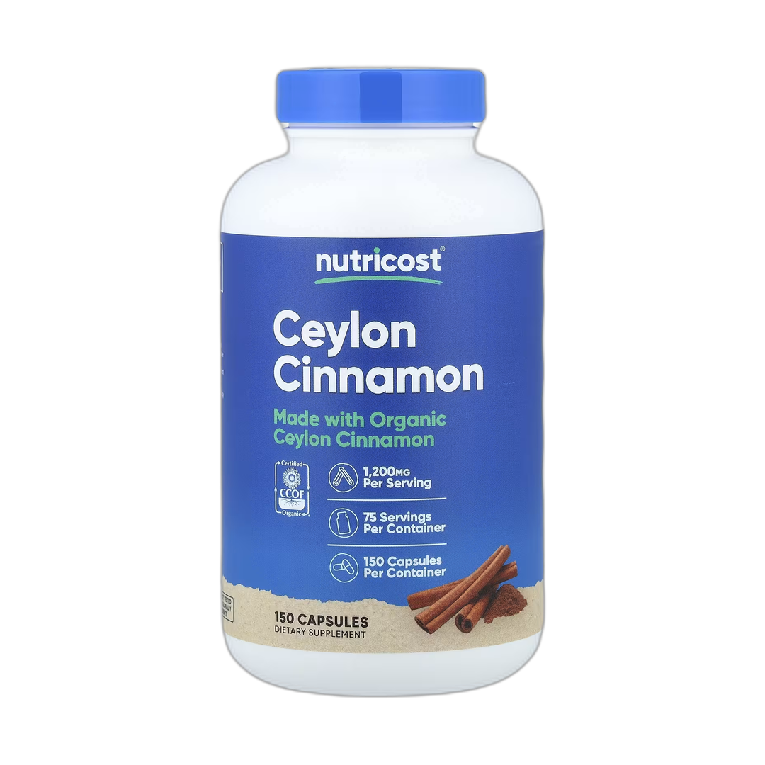 Nutricost, Ceylon Cinnamon, 150 Capsules front packaging view