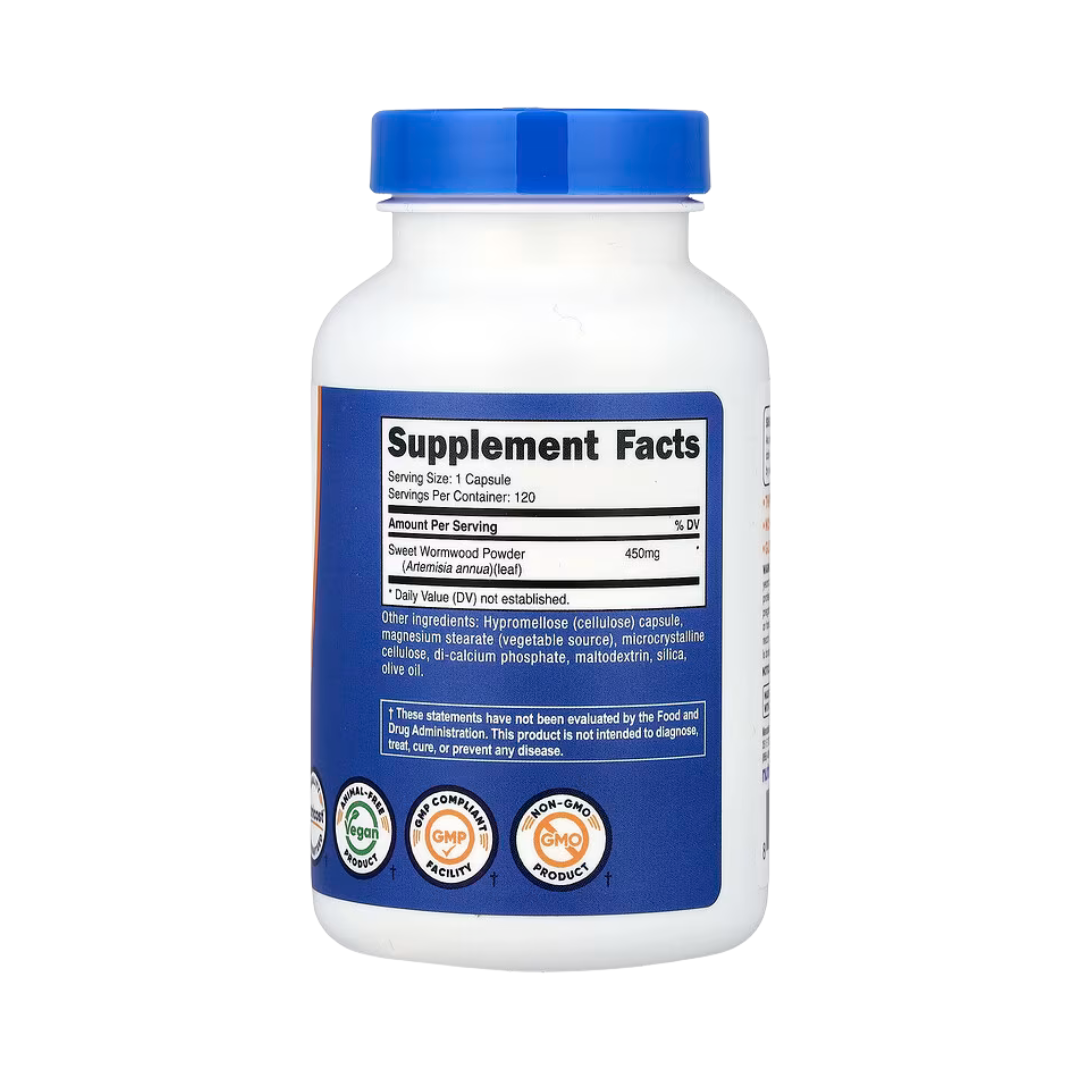 Nutricost, Wormwood, 450 mg, 120 Capsules back packaging view