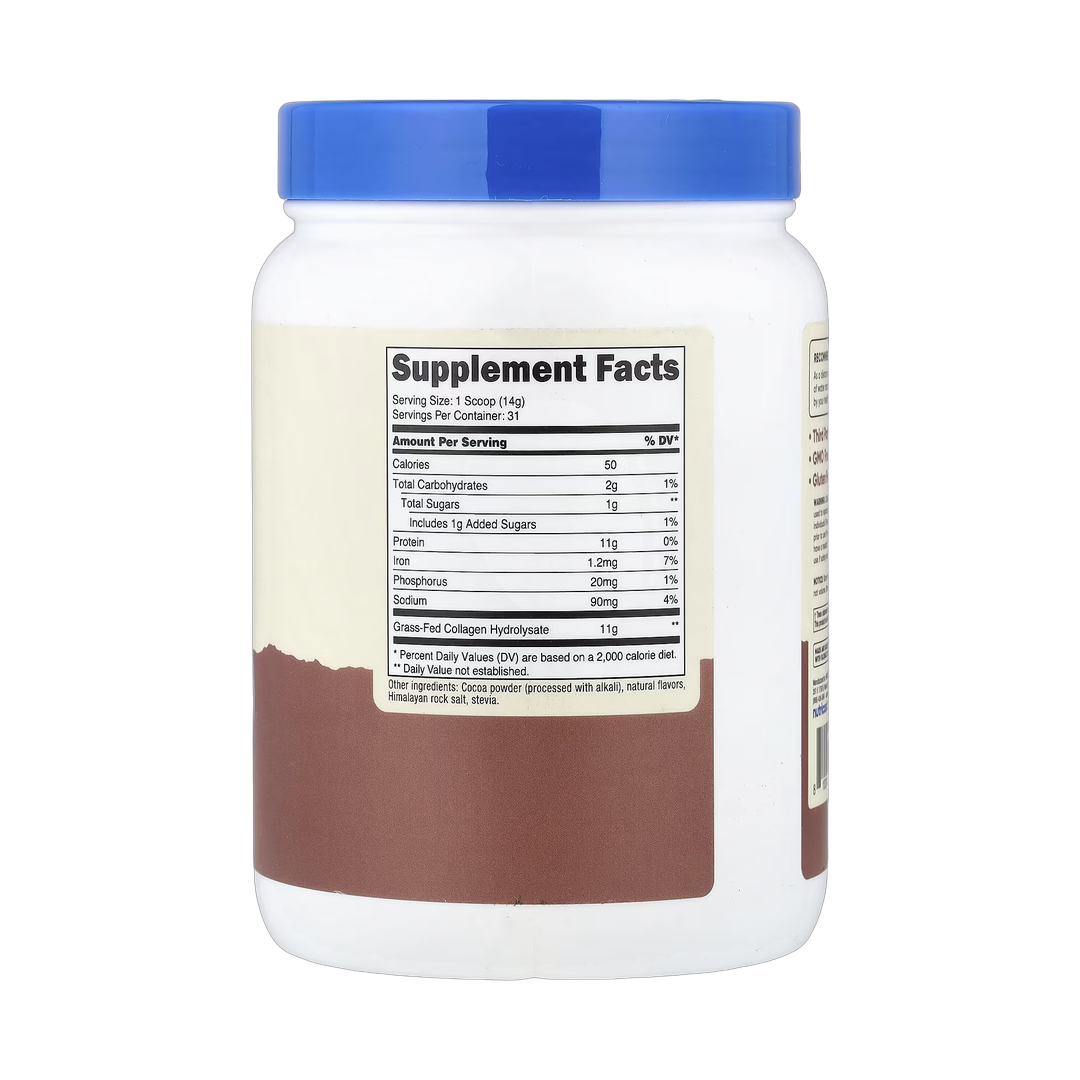 Nutricost, Collagen Peptides, Chocolate, 1 lb, 454 g back packaging view