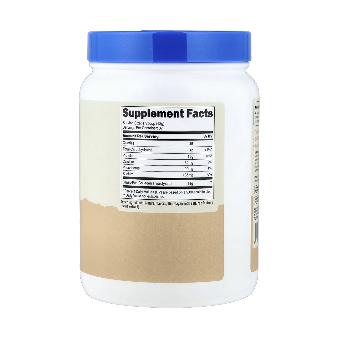Nutricost, Collagen Peptides, Vanilla, 1 lb, 454 g back packaging view