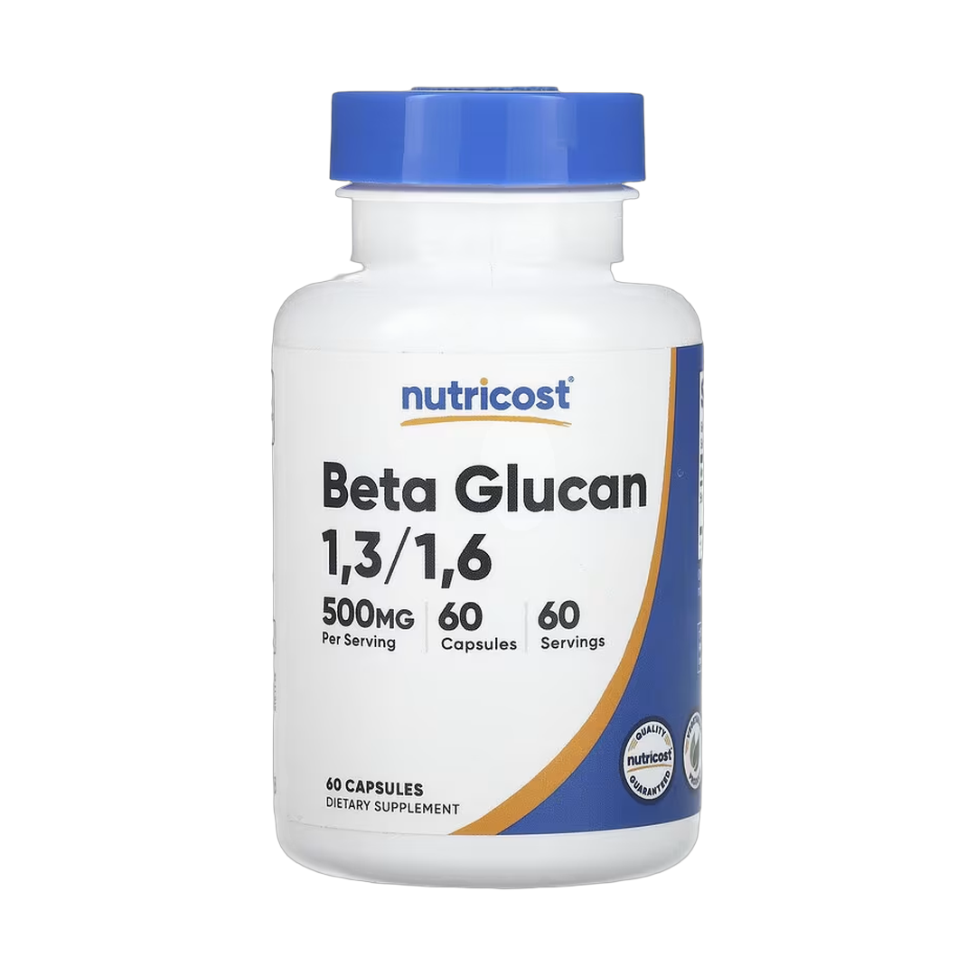 Nutricost, Beta Glucan 1,3/1,6, 500 mg, 60 Capsules front packaging view