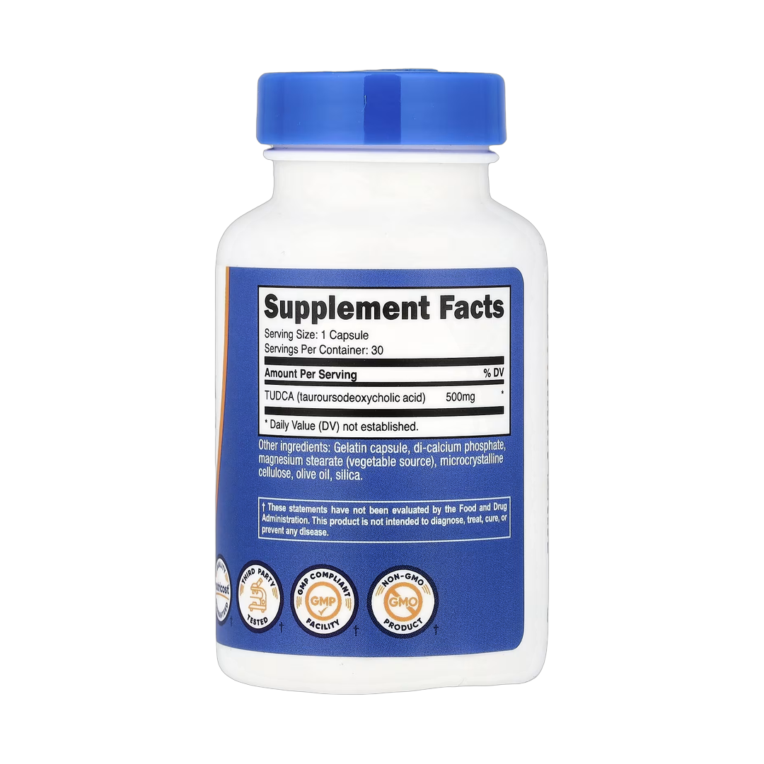 Nutricost, TUDCA, 500 mg, 30 Capsules back packaging view