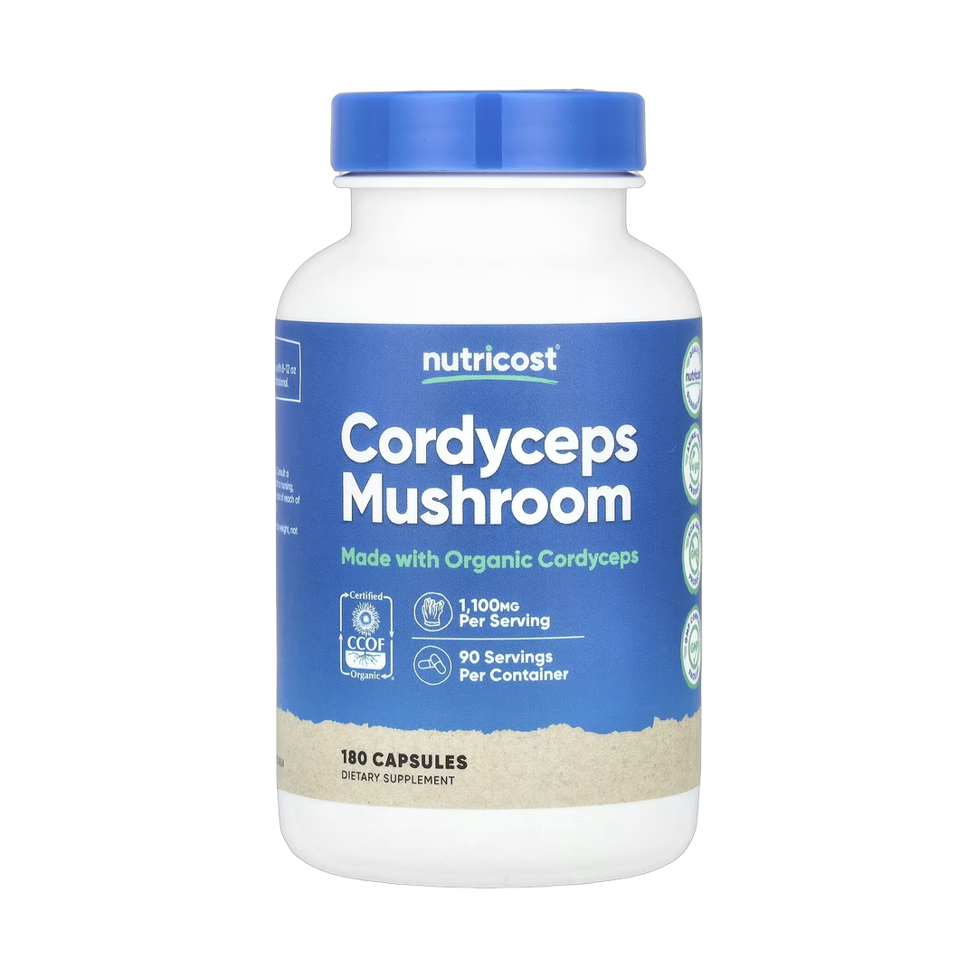 Nutricost, Cordyceps Mushroom, 180 Capsules front packaging view