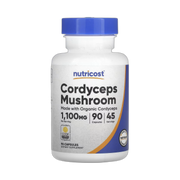 Nutricost, Cordyceps Mushroom, 90 Capsules front packaging view