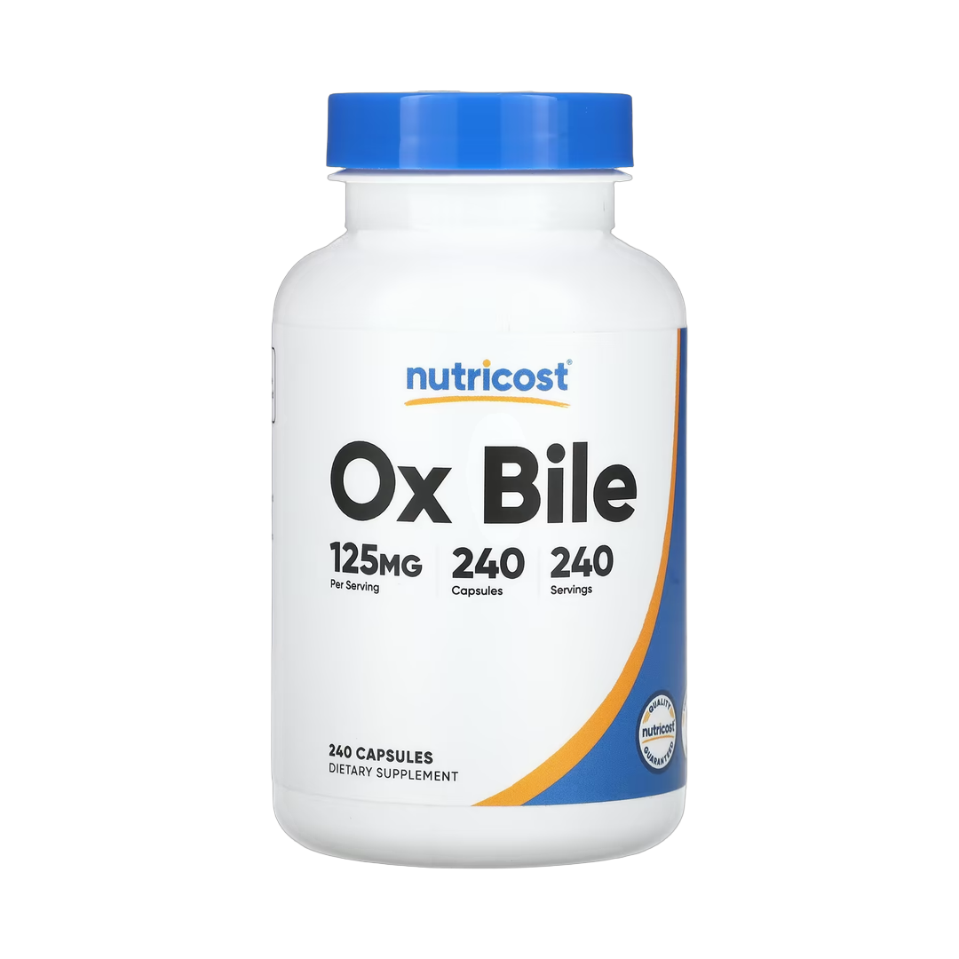 Nutricost, Ox Bile , 125 mg , 240 Capsules front packaging view