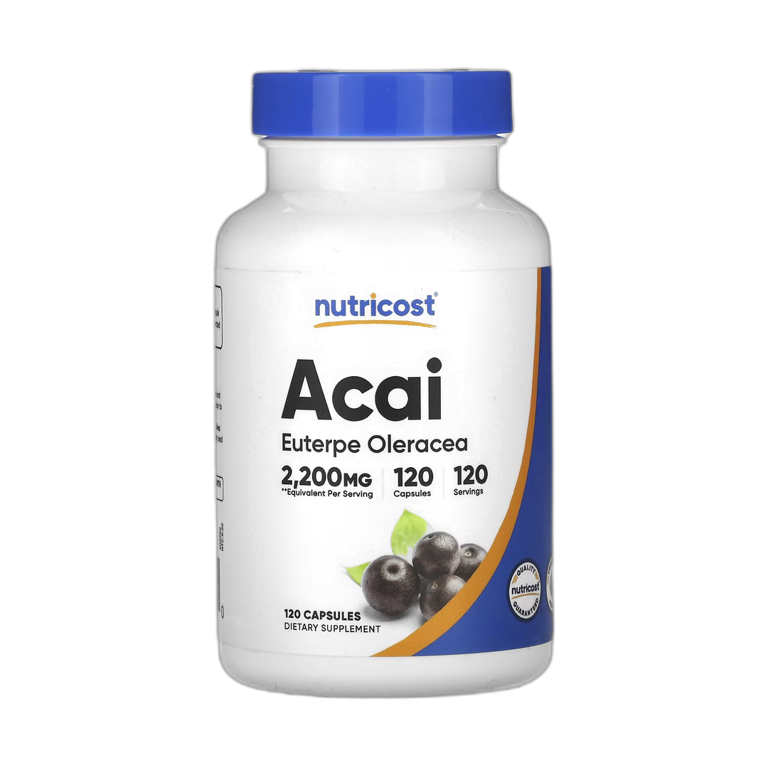 Nutricost, Acai, 2,200 mg, 120 Capsules front packaging view