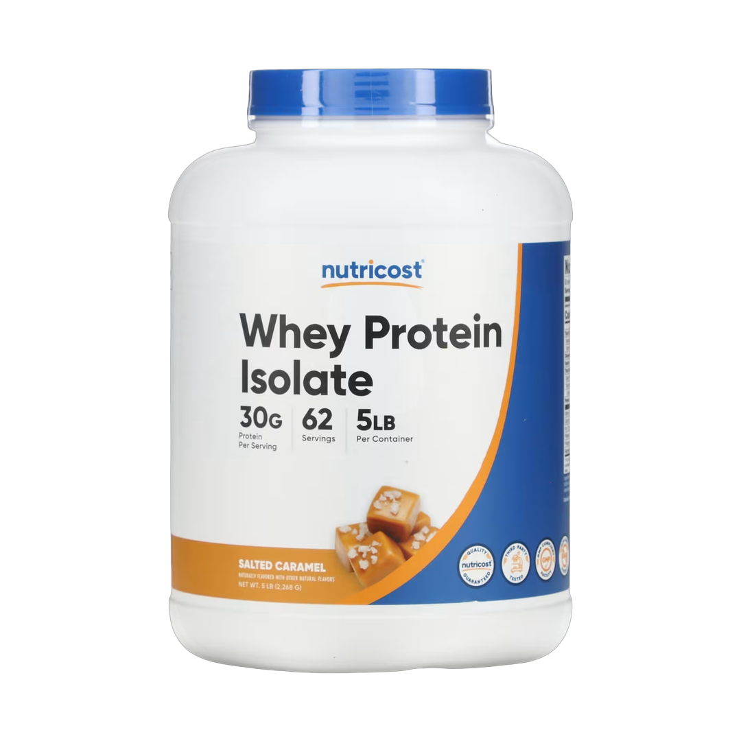 Nutricost, Whey Protein Isolate, Salted Caramel, 5 lb, 2,268 g front packaging view