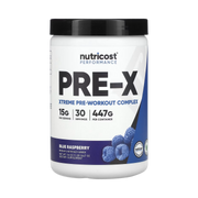 Nutricost, Performance, PRE-X, Xtreme Pre-Workout Complex, Blue Raspberry, 1 lb, 447 g front packaging view