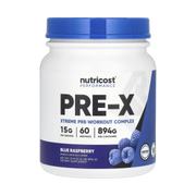 Nutricost, Performance, PRE-X, Xtreme Pre-Workout Complex, Blue Raspberry, 2 lb, 894 g front packaging view