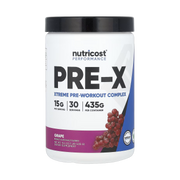 Nutricost, Performance, PRE-X, Xtreme Pre-Workout Complex, Grape, 1 lb, 435 g front packaging view