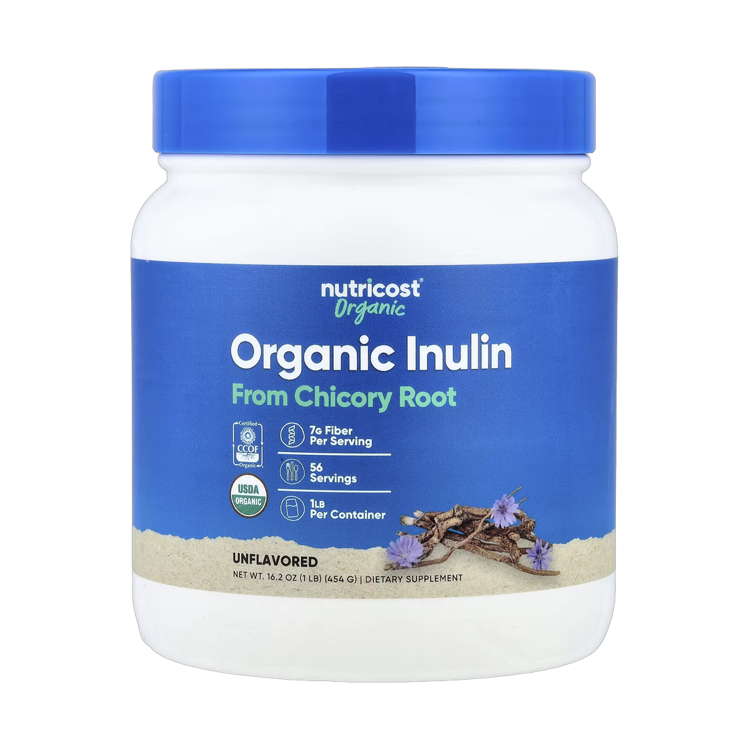 Nutricost, Organic Inulin Powder, Unflavored, 16.2 oz, 454 g front packaging view