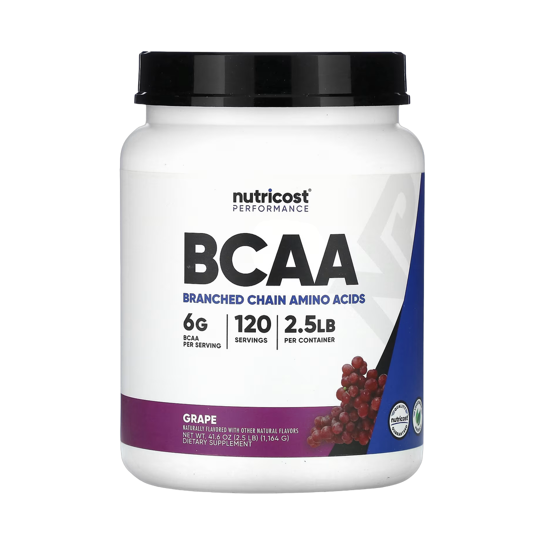 Nutricost, Performance, BCAA, Grape, 2.5 lb, 1,164 g front packaging view