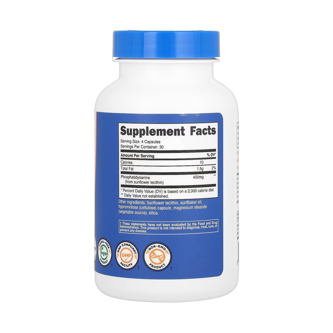 Nutricost, Phosphatidyl Serine, 120 Capsules back packaging view