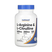 Nutricost, L-Arginine & L-Citrulline, 120 Capsules front packaging view