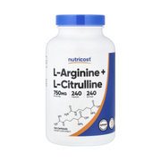 Nutricost, L-Arginine + L-Citrulline, 240 Capsules front packaging view