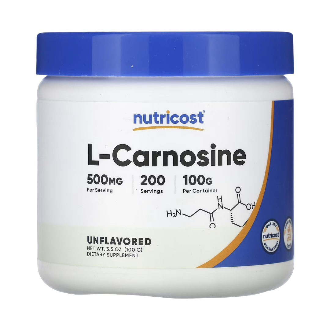 Nutricost, L-Carnosine, Unflavored, 3.5 oz, 100 g front packaging view
