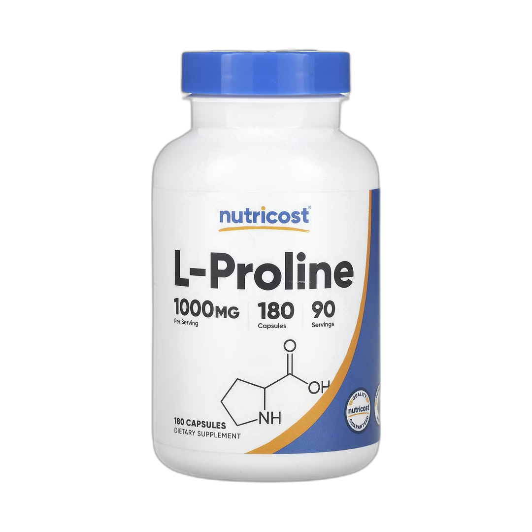 Nutricost, L-Proline, 180 Capsules front packaging view