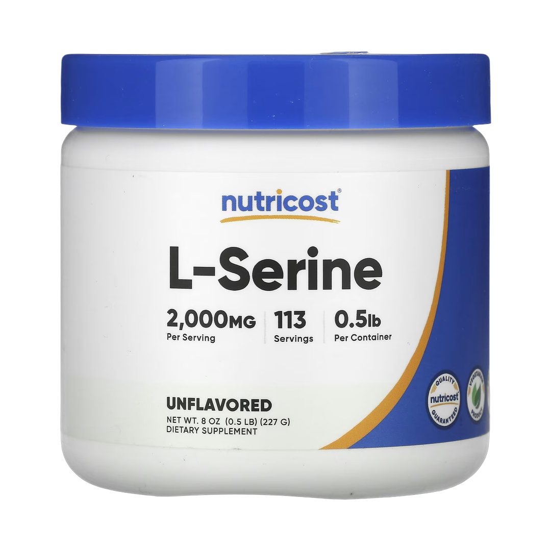 Nutricost, L-Serine Powder, Unflavored, 8 oz, 227 g front packaging view